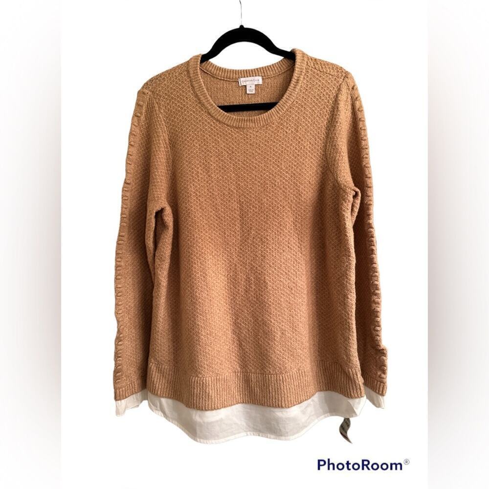 Charter Club Women’s Blouse Detail Cuffs Hemline Winter Cottage Sweater Size XL